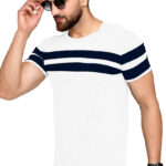 AUSK Men's Regular Round Neck Half Sleeves T-Shirts (Color:White & Blue-Size:XX-Large)