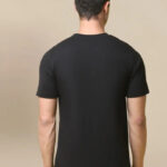Reliable Black Cotton Blend Printed Round Neck Tees For Men