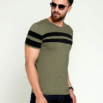AUSK Men's Regular Round Neck Half Sleeves T-Shirts (Color:Green & Black-Size:XX-Large)