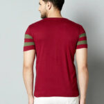 Men Cotton Blend Colourblocked Round Neck Tees