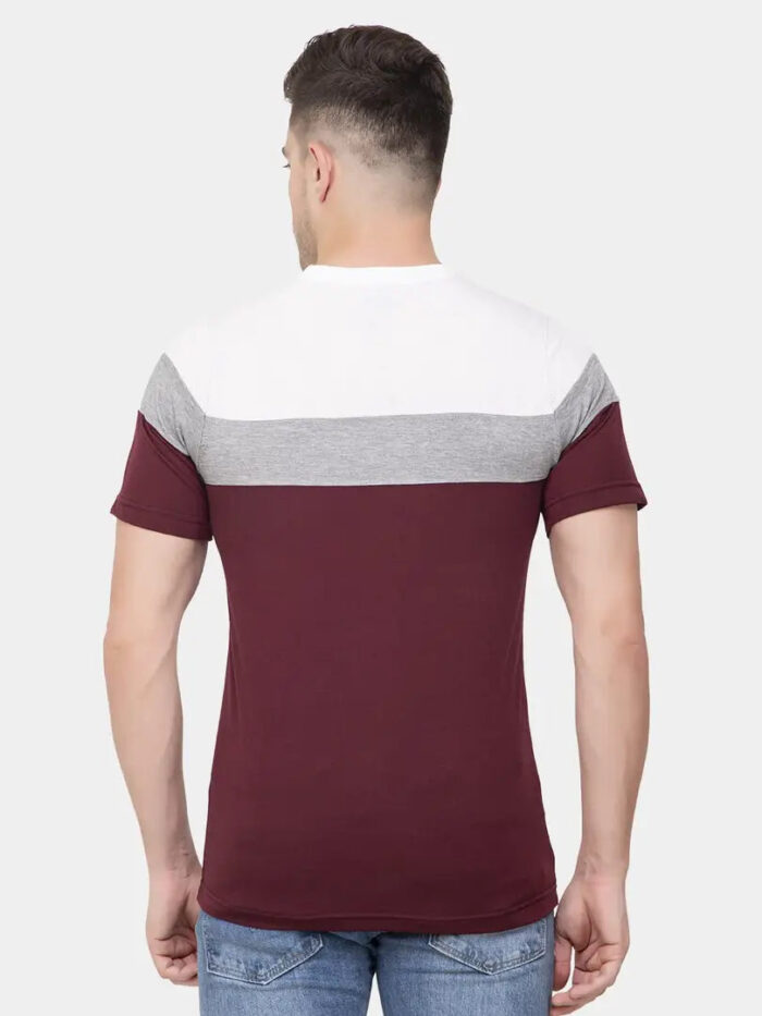 Ekom Cotton Blend T-Shirt for Men  Boys | Half Sleeve Color Block Tshirt