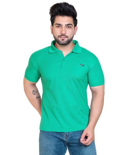 COMPANY ME Matty Men's Plain Polo T-Shirt, Classic Collar, Smart Casual Wear, Multiple Colors | Polo Collar T-Shirts for Men | Menswear T-Shirts (Pack of 1) (Large, Sea Green)