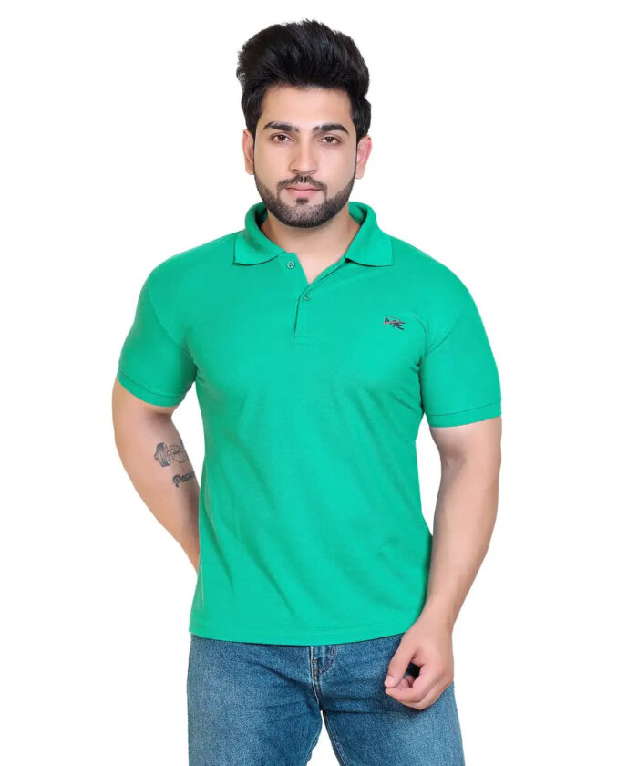 COMPANY ME Matty Men's Plain Polo T-Shirt, Classic Collar, Smart Casual Wear, Multiple Colors | Polo Collar T-Shirts for Men | Menswear T-Shirts (Pack of 1) (Large, Sea Green)