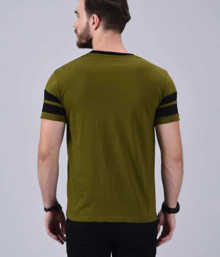 Kushi Flyer Green Colorblock Stylish T-Shirt Round Neck Half Sleeve Cotton for Men