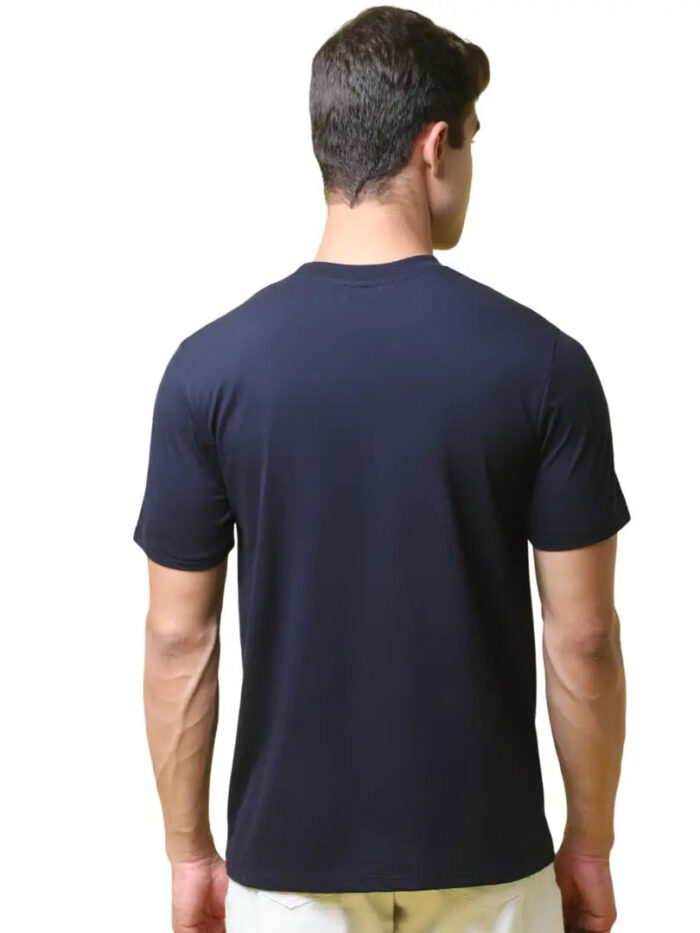 Reliable Blue Cotton Blend Printed Round Neck Tees For Men