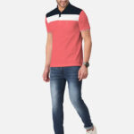 BULLMER Mens Regular Fit Cut Sew Colorblocked Polo Neck/Collared Tshirt