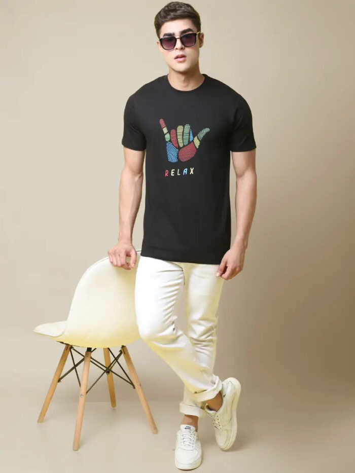 8a4372c2-1aaa-4e89-b7cd-ebca97d7463a_6427506-originnm80prcnt Reliable Black Cotton Blend Printed Round Neck Tees For Men