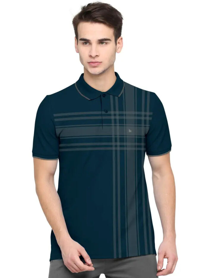 BULLMER Mens Regular Fit Printed Polo Collared Tshirt