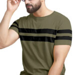 AUSK Men's Regular Round Neck Half Sleeves T-Shirts (Color:Green & Black-Size:XX-Large)