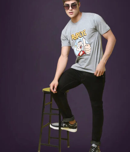 Reliable Cotton Blend Printed Round Neck Tshirt For Men