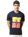 Reliable Blue Cotton Blend Printed Round Neck Tees For Men