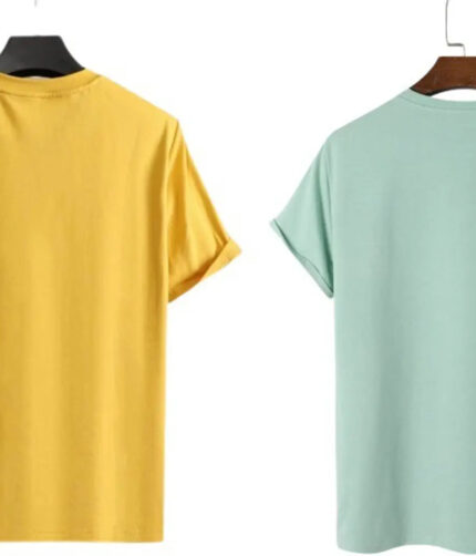 Stylish Polycotton Printed Round Neck Tees For Men-Pack Of 2