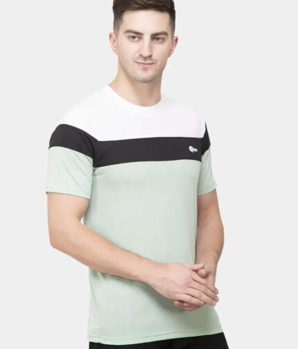 Ekom Cotton Blend T-Shirt for Men Boys | Half Sleeve Color Block Tshirt