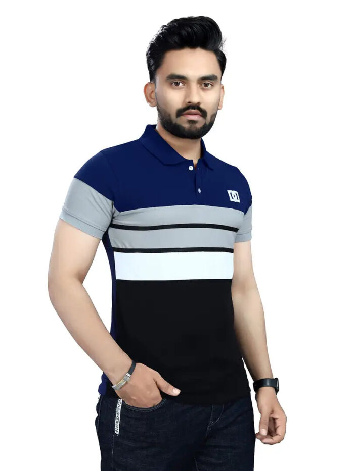 DYRECTDEALS Men's Regular Fit Navy Blue Polo T-Shirts