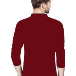 AUSK Men's Cotton Henley Neck Full Sleeve Solid Regular Fit T-Shirt (Medium; Red)