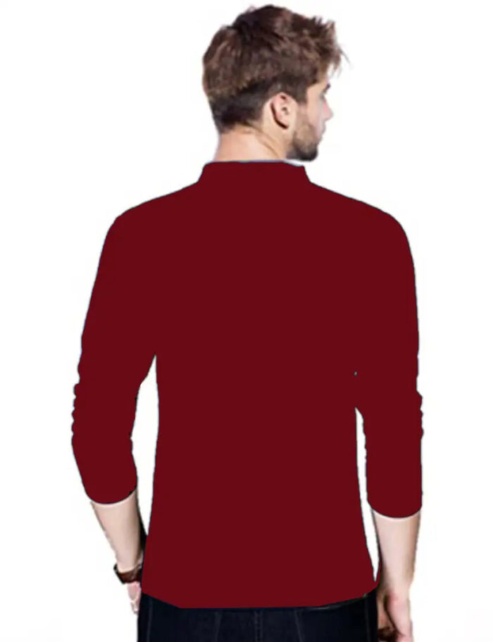 AUSK Men's Cotton Henley Neck Full Sleeve Solid Regular Fit T-Shirt (Medium; Red)