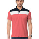 BULLMER Mens Regular Fit Cut Sew Colorblocked Polo Neck/Collared Tshirt