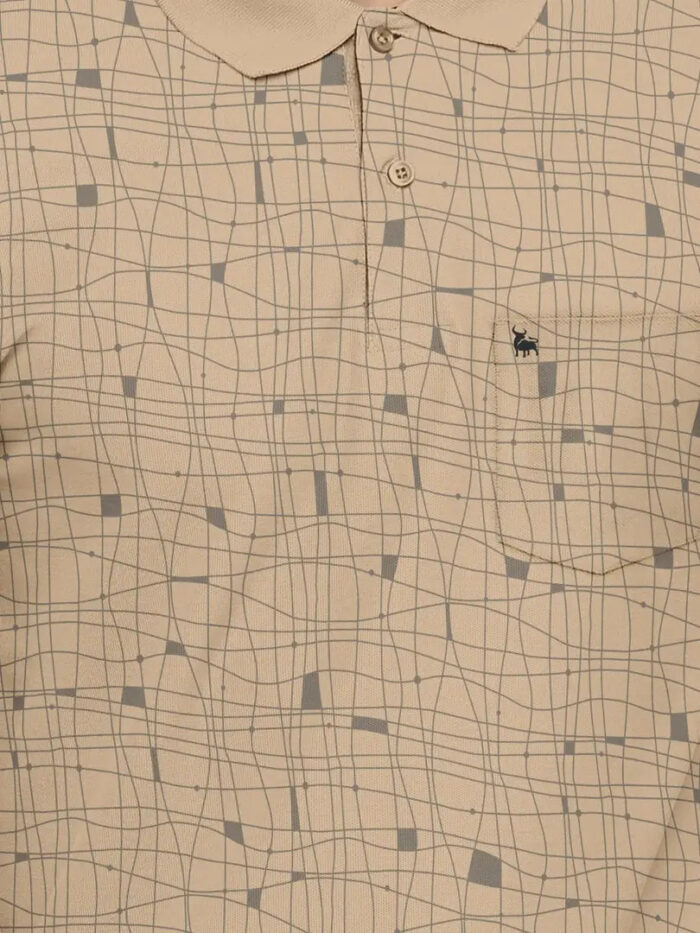 BULLMER Mens Regular Fit Printed Polo Collared Tshirt