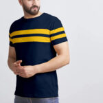 AUSK Men's Regular Round Neck Half Sleeves T-Shirts (Color:Blue & Yellow-Size:Large)