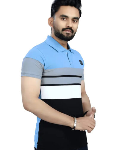 DYRECTDEALS Men's Regular Fit Sky Blue Polo T-Shirts