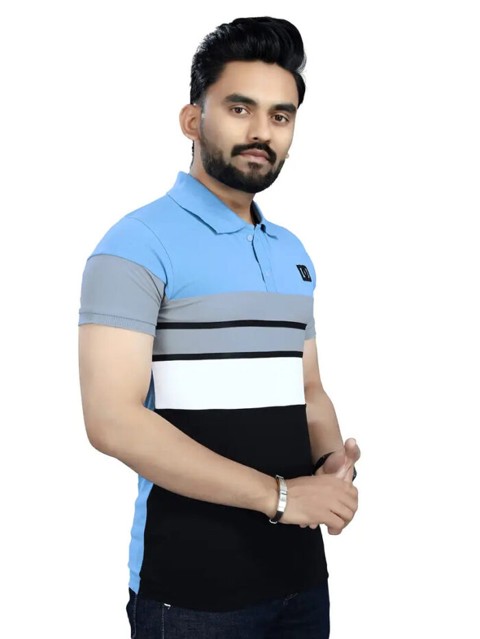 DYRECTDEALS Men's Regular Fit Sky Blue Polo T-Shirts