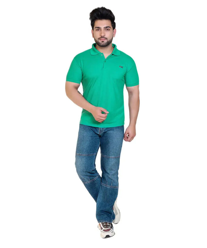 COMPANY ME Matty Men's Plain Polo T-Shirt, Classic Collar, Smart Casual Wear, Multiple Colors | Polo Collar T-Shirts for Men | Menswear T-Shirts (Pack of 1) (Large, Sea Green)