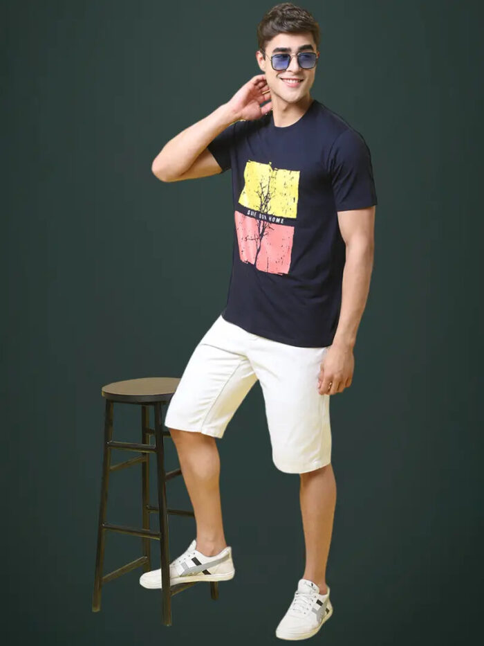 Reliable Cotton Blend Printed Round Neck Tshirt For Men