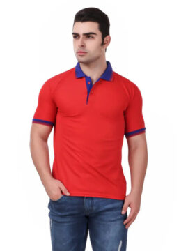 Red Slim Fit Polo Neck T-Shirt