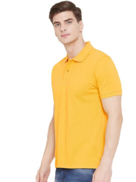 YELLOW POLO NECK TSHIRTS IN COTTON POLY FABRIC