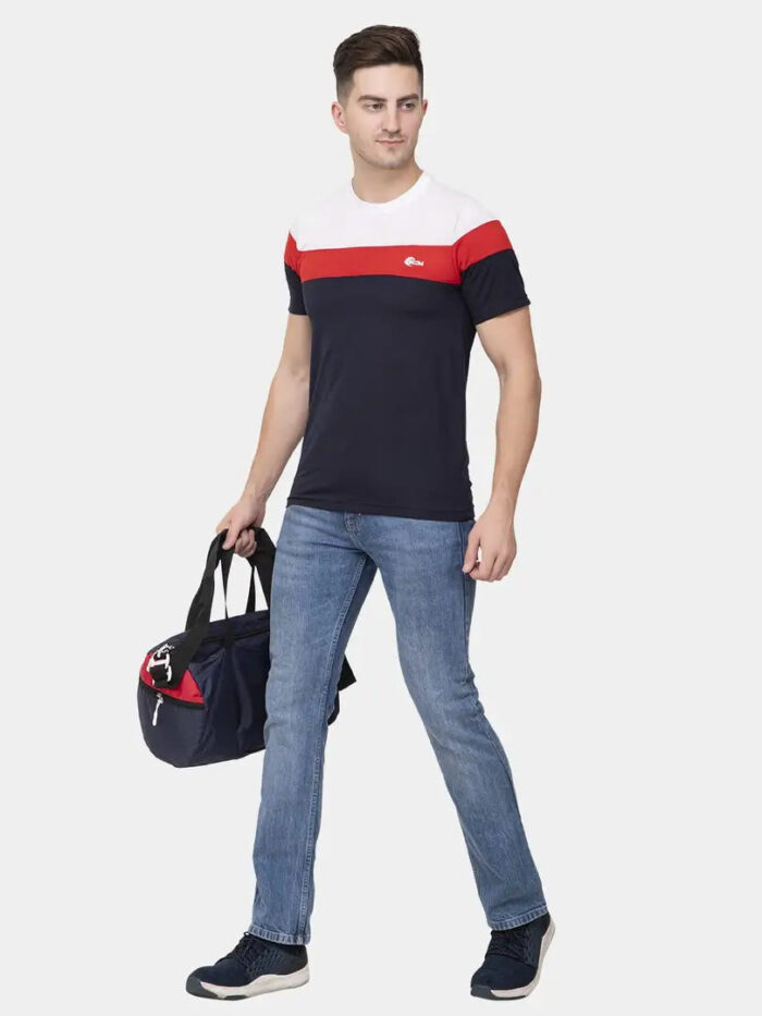 Ekom Cotton Blend T-Shirt for Men  Boys | Half Sleeve Color Block Tshirt