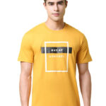 Reliable Yellow Cotton Blend Printed Round Neck Tees For Men