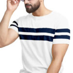 AUSK Men's Regular Round Neck Half Sleeves T-Shirts (Color:White & Blue-Size:XX-Large)