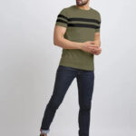 AUSK Men's Regular Round Neck Half Sleeves T-Shirts (Color:Green & Black-Size:XX-Large)