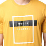 Reliable Yellow Cotton Blend Printed Round Neck Tees For Men