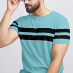 Stylish Blue Cotton Blend Solid Round Neck Tees For Men