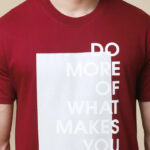 Reliable Red Cotton Blend Printed Round Neck Tees For Men