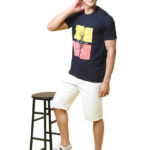 Reliable Blue Cotton Blend Printed Round Neck Tees For Men