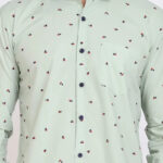 FEBIA Mens Cottonblend Polka Print Fullsleeve Shirt