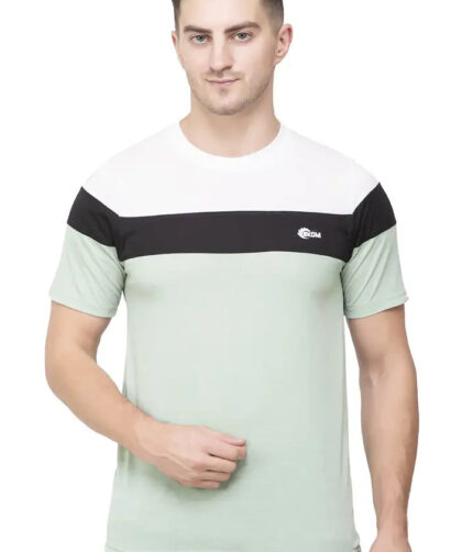 Ekom Cotton Blend T-Shirt for Men Boys | Half Sleeve Color Block Tshirt