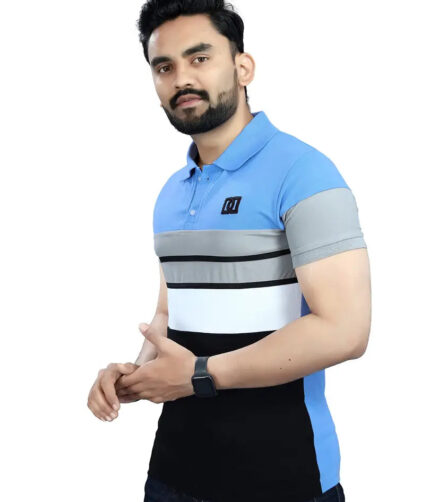 DYRECTDEALS Men's Regular Fit Sky Blue Polo T-Shirts
