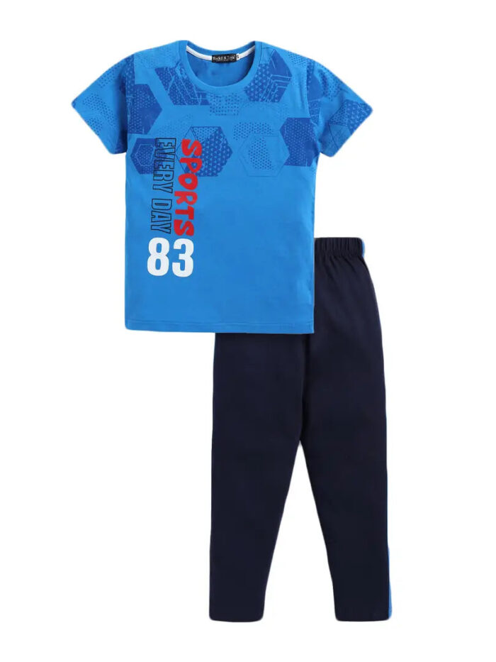 Stylish Boys Set of Cotton Graphic Printed Tshirt Track Pant Regular Fit