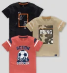CODEZ Boys Pack of 3 Stylish Cotton Blend Printed Tees