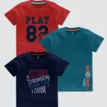 CODEZ Boys Pack of 3 Typography Printed Round neck Half Sleeve Tshirt for Boys