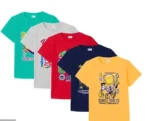 Pack of 5 Pure Cotton Half Sleeve T-Shirts for Boys