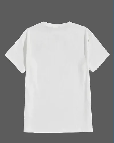 White Cotton Blend Round Neck Half Sleeves Tshirts